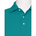 thumbnail image 2 of AKA Men's Solid Polo Shirt Classic Fit - Pique Chambray Collar Comfortable Quality Aqua Large, 2 of 4