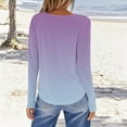 thumbnail image 4 of Shirts for Women Long Sleeves Gradient Printing Round Neck T-Shirt Purple,Womens Tops, 4 of 5