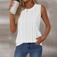 thumbnail image 5 of Wang6 Womens Plus Size Loose Tank Tops Causal Sleeveless Pleated T Shirts Summer Solid Hollow out Tops Crew Neck Tunic Tees White L, 5 of 6