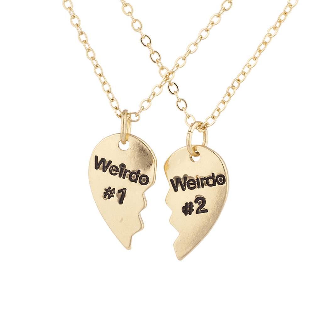 Lux Accessories Goldtone Weirdo 1 2 BFF Best Friends Heart Charm Necklaces  2PCS - Walmart.com