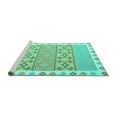 thumbnail image 2 of Ahgly Company Machine Washable Indoor Square Abstract Turquoise Blue Contemporary Area Rugs, 3' Square, 2 of 4