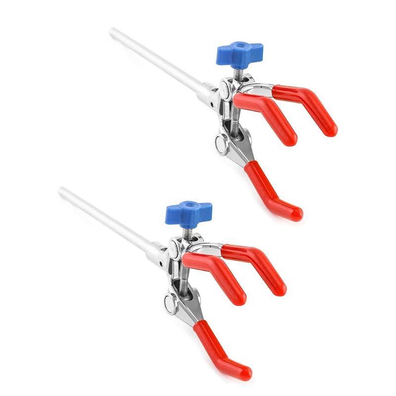 Lab Clamp 2 PCS 3 Finger with Rubber Coated Head Laboratory Beaker