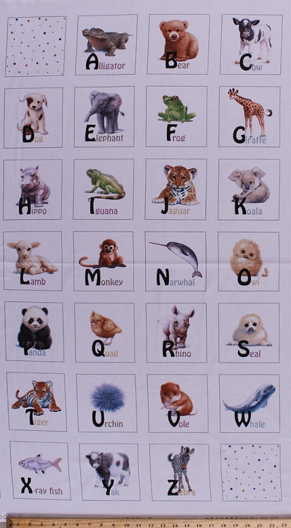 23.25" X 44" Panel Animal Alphabet ABCs Letters Dog Puppy ...