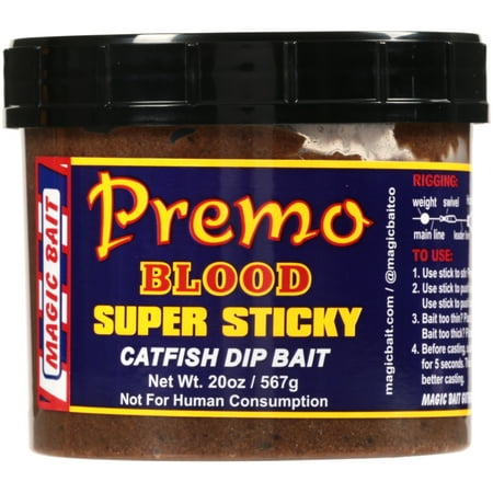 Magic Bait Premo Blood Super Sticky Catfish Dip Bait 20 oz Plastic (Best Channel Catfish Bait Recipes)