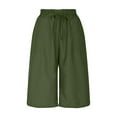 thumbnail image 4 of Capris Pants for Women, Women's Summer Thin Solid Color Casual Side Pocket Drawstring Waist Hiking Pants Cropped Pants Army Green S, 4 of 9