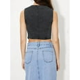 thumbnail image 5 of Women'S Denim Vest Sleeveless V Neck Jean Vest Top Button Down Crop Waistcoat Vest Gray Black S, 5 of 9