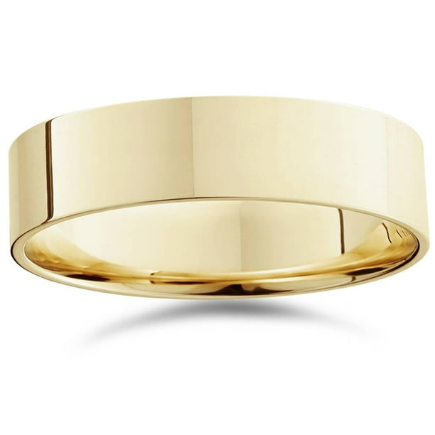 Mens 14K Yellow Gold Flat Plain Wedding Band Walmart