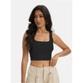 thumbnail image 6 of Women's Basic Square Neck Sleeveless Crop Tank Top - Fitted Casual Cami, 6 of 6
