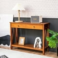 thumbnail image 2 of Costway Console Table Storage Shelf Modern Sofa Table w/ Drawer Entryway Hallway Cherry, 2 of 10