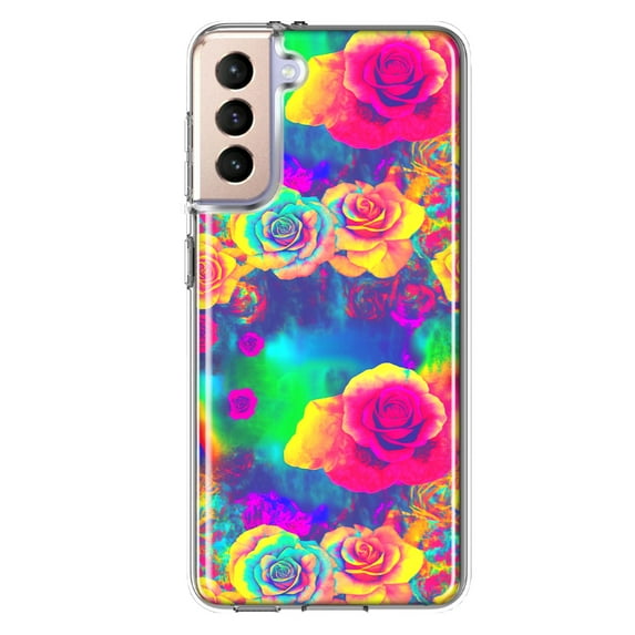 MUNDAZE Samsung Galaxy S21 Hippie Tie Dye Colorful Roses Double Layer Phone Case Cover