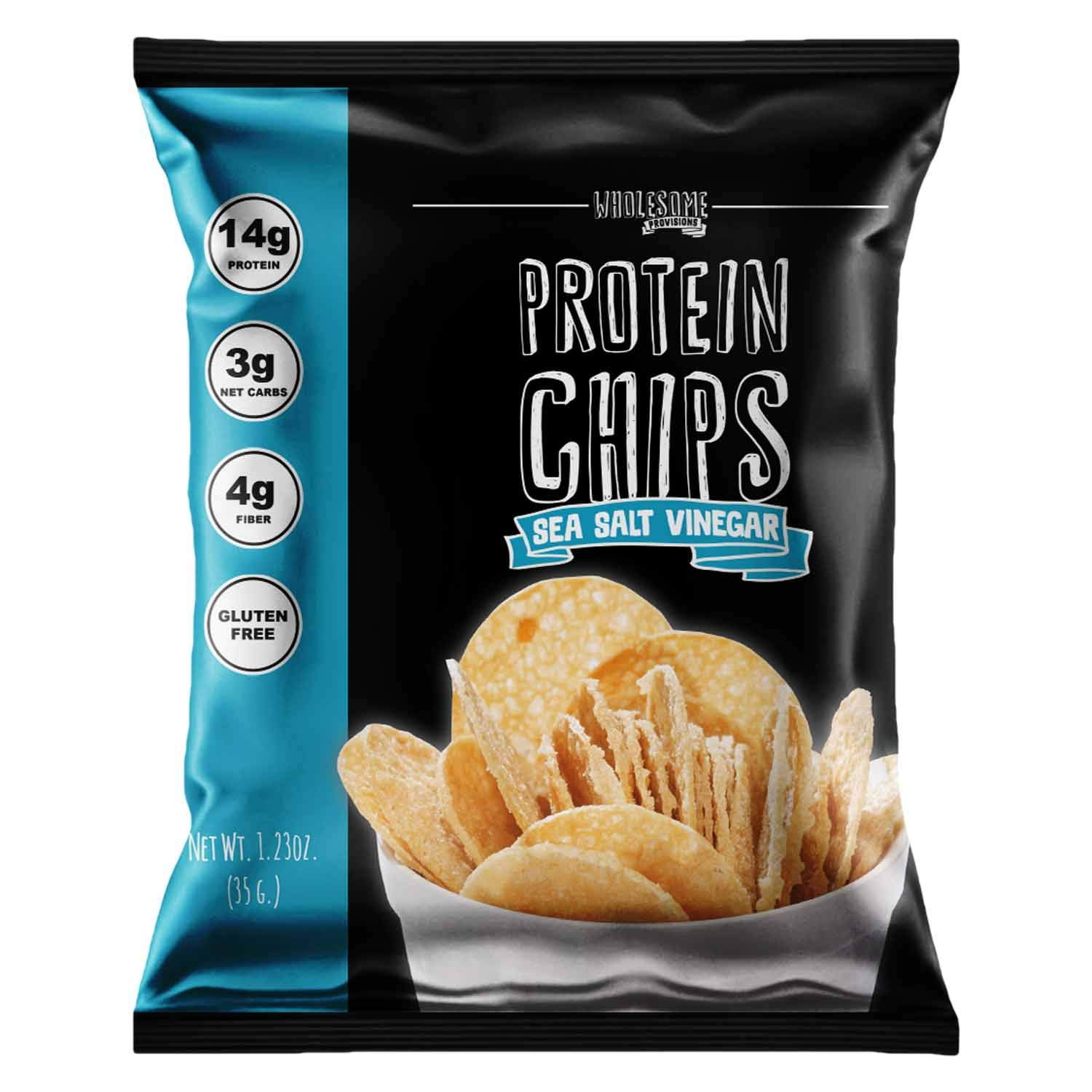 Protein Chips, 14g Protein, 3g-4g Net Carbs, Gluten Free, Keto Snacks, Low Carb Snacks, Protein Crisps, Keto-Friendly, Made in USA (Sea Salt Vinegar, 1 Pack)