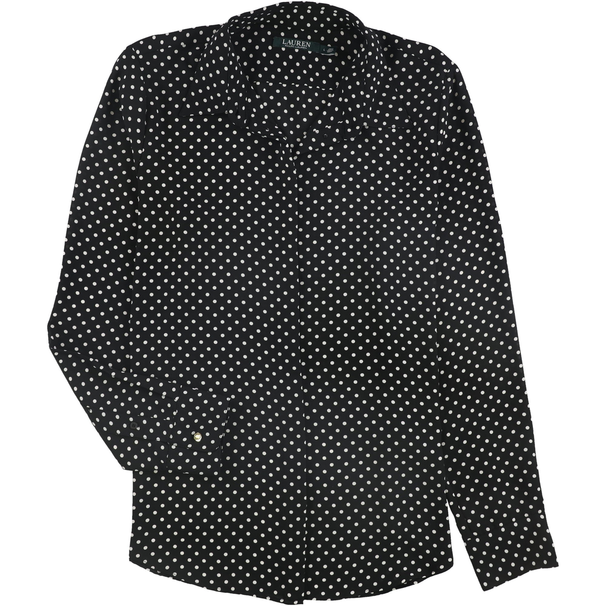 Black polka dot button down shirt Clearance