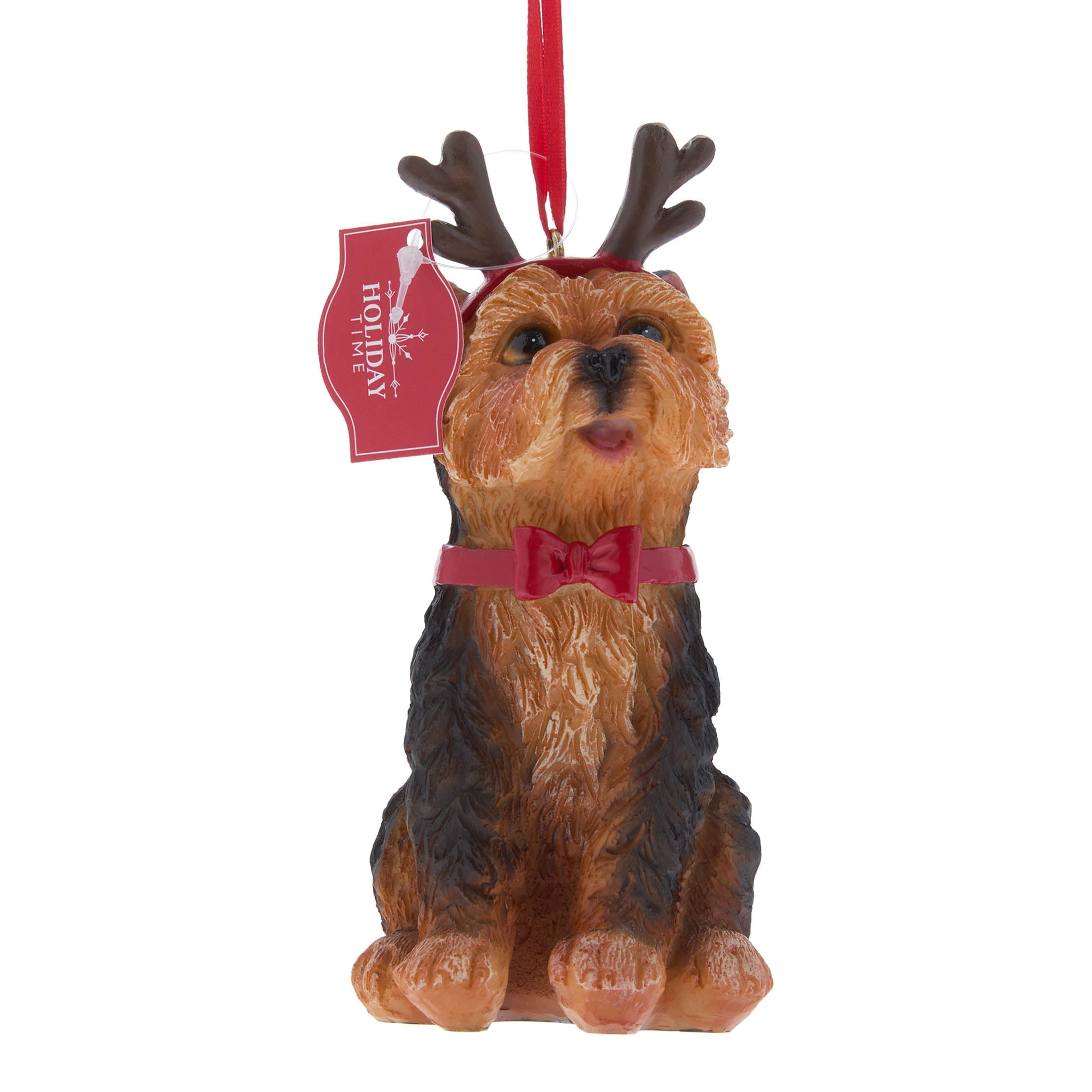 Multicolor Yorkie with Antlers Christmas Ornament, 5", by Holiday Time