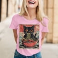 thumbnail image 2 of Womens Anime Cat Ramen Graphic T-Shirts Japanese Funny Graphic Short Sleeve Tees Kawaii Cat Anime Gifts Tops, 2 of 5