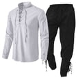 thumbnail image 2 of LEKDFST Men Renaissance Set Pirate Viking Shirt Pant BK8 XXL, 2 of 3