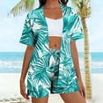 thumbnail image 2 of Summer 2 Piece of Outfits Casual Plus Size Loose Daily Casual Non Positioning Printed Casual Cardigan Shorts Short Sleeved Top Pants Pocket Setet, 2 of 5