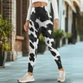 thumbnail image 4 of Renewold Black Cow Print Pocket Yoga Pants for Women Active Yoga Leggings Butt Lifting Elastic Essential Leggings Lightweight Sportswear Running Tights Ankle Pants, M, 4 of 8