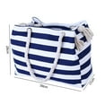 thumbnail image 5 of sunsanly Tote Bag Large Capacity Zipper Closure Strong Load Bearing Striped Pattern Multi-use Storage Portable Foldable Women Beach Bag Travel Supplies, 5 of 7