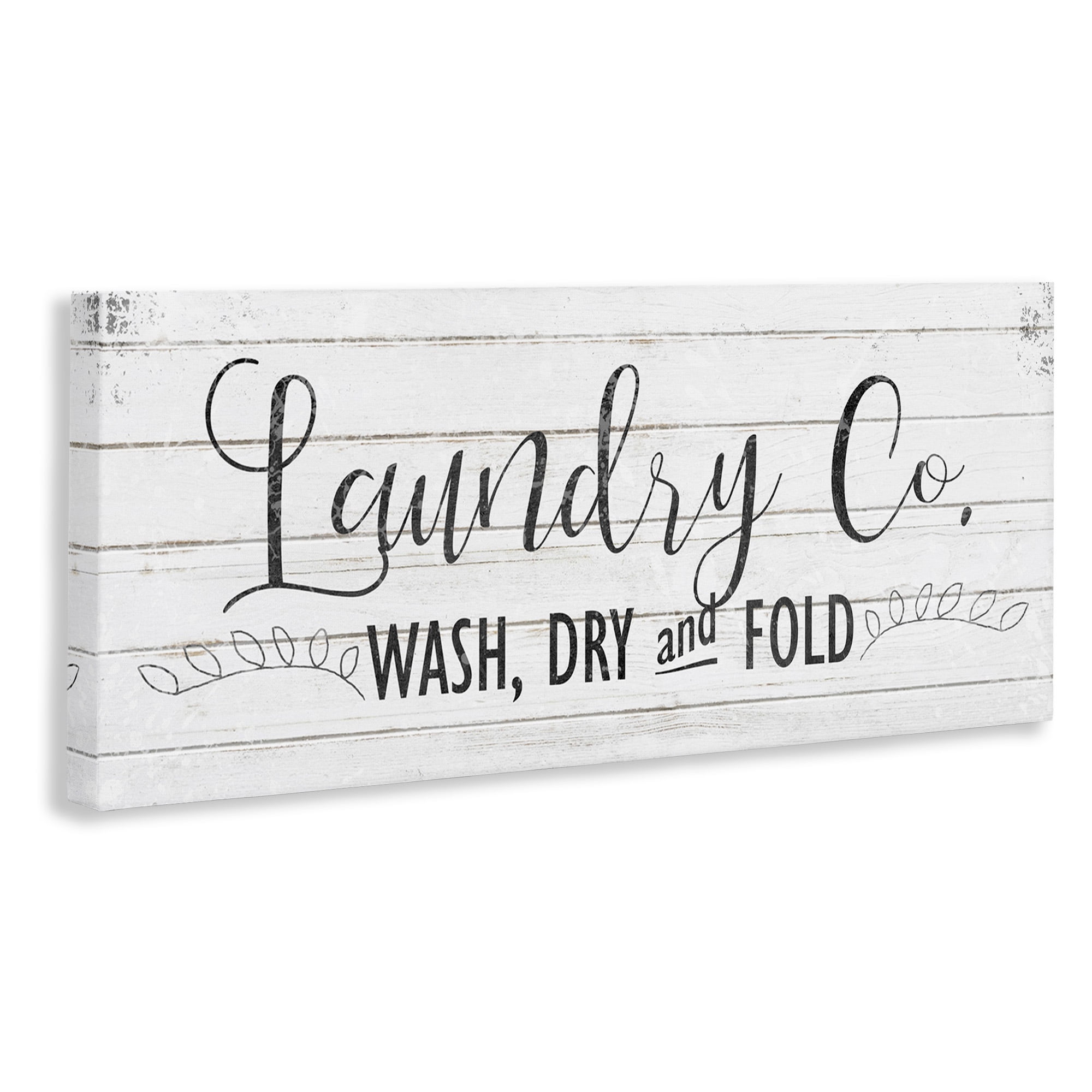 Stupell Industries Laundry Wash Dry & Fold Typography Painting Gallery Wrapped Canvas Art Print Wall Art, 40 x 17