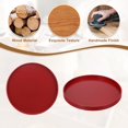 thumbnail image 4 of Bandeja de servir de madera Uxcell, plato decorativo redondo para servir alimentos y bebidas con diseño elegante, rojo, 10.6 pulgadas, 4 of 6