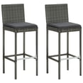 thumbnail image 3 of vidaXL 3 Piece Patio Bar Set with Cushions Poly Rattan Gray, 3 of 5