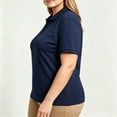 thumbnail image 4 of YHAJDS Polo Shirts for Women Short Sleeve Solid Color Drop Shoulder Collared Plus Size, 4 of 5