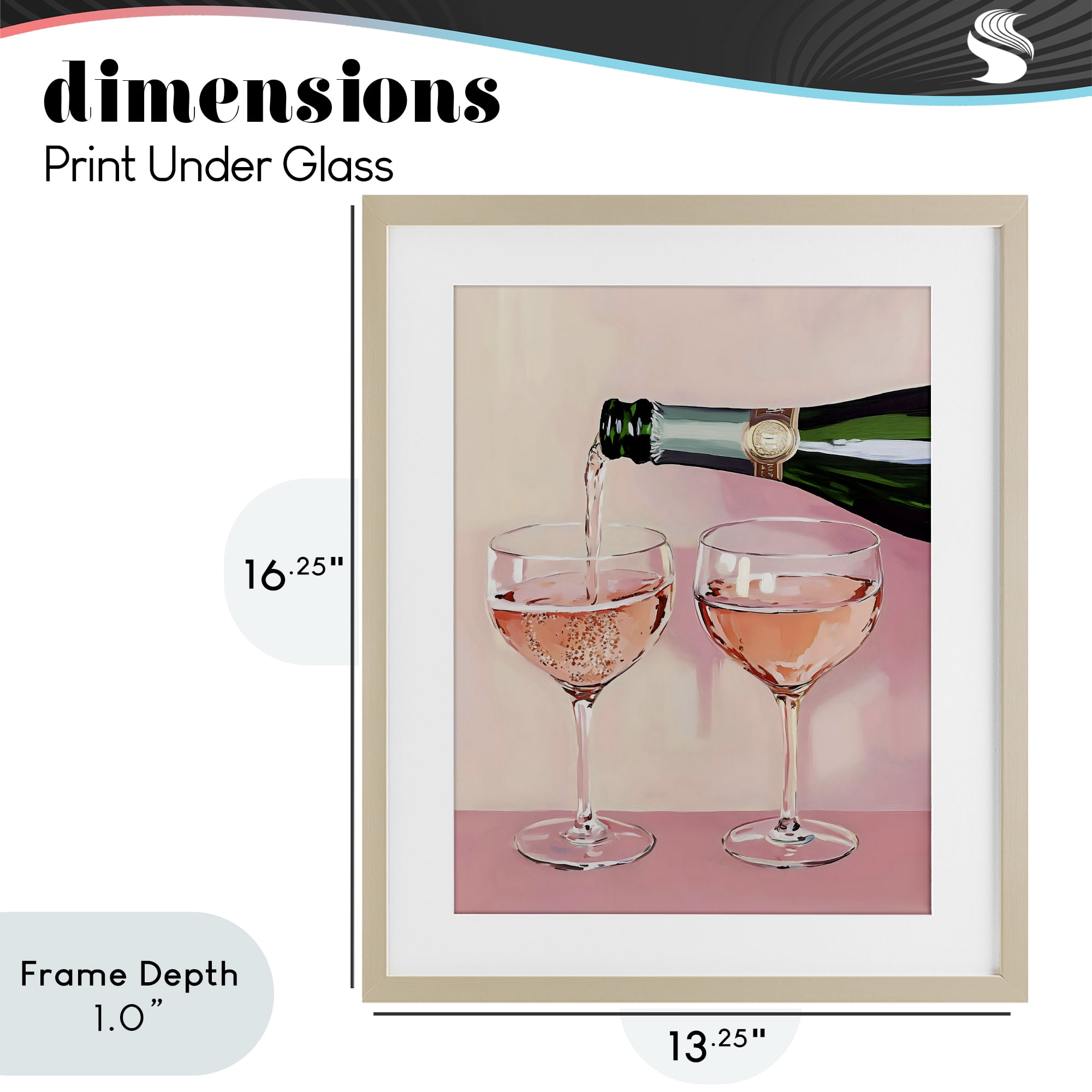 Stupell Industries Pink Champagne Toast for Two Birch Framed Print Under Glass, design by The Prints Vibe