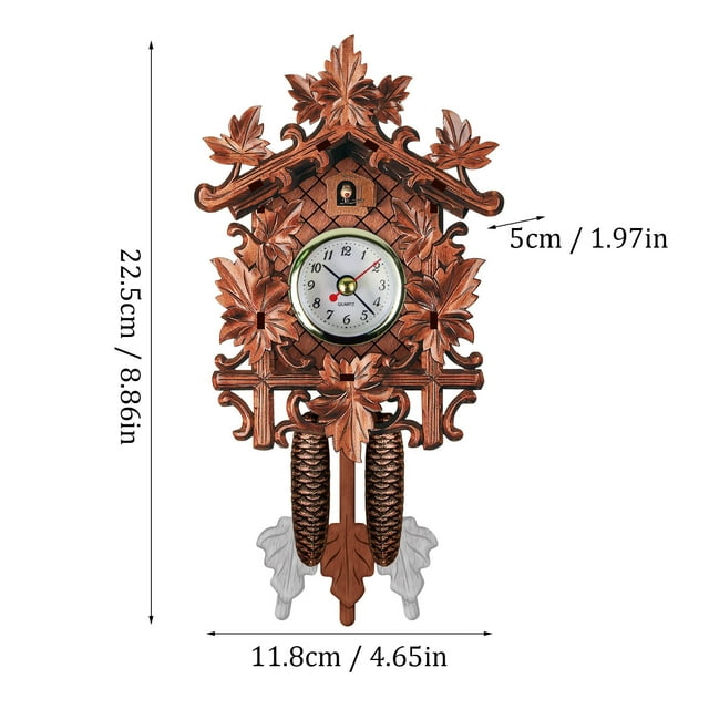 Pmedae Cuckoo Cuckoo Wall Clock Chime Alarm Clock Retro Clock Wooden