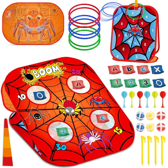 Caunedy 5 in 1 Bean Bag Toss Game Set,Family Party Supplies for Kids,Fun Outdoor Games Toys Gifts for Kids Age 3-10