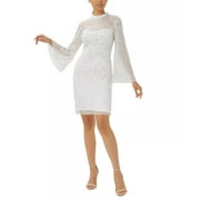 Adrianna Papell Embellished Sheer-Sleeve Shift Dress