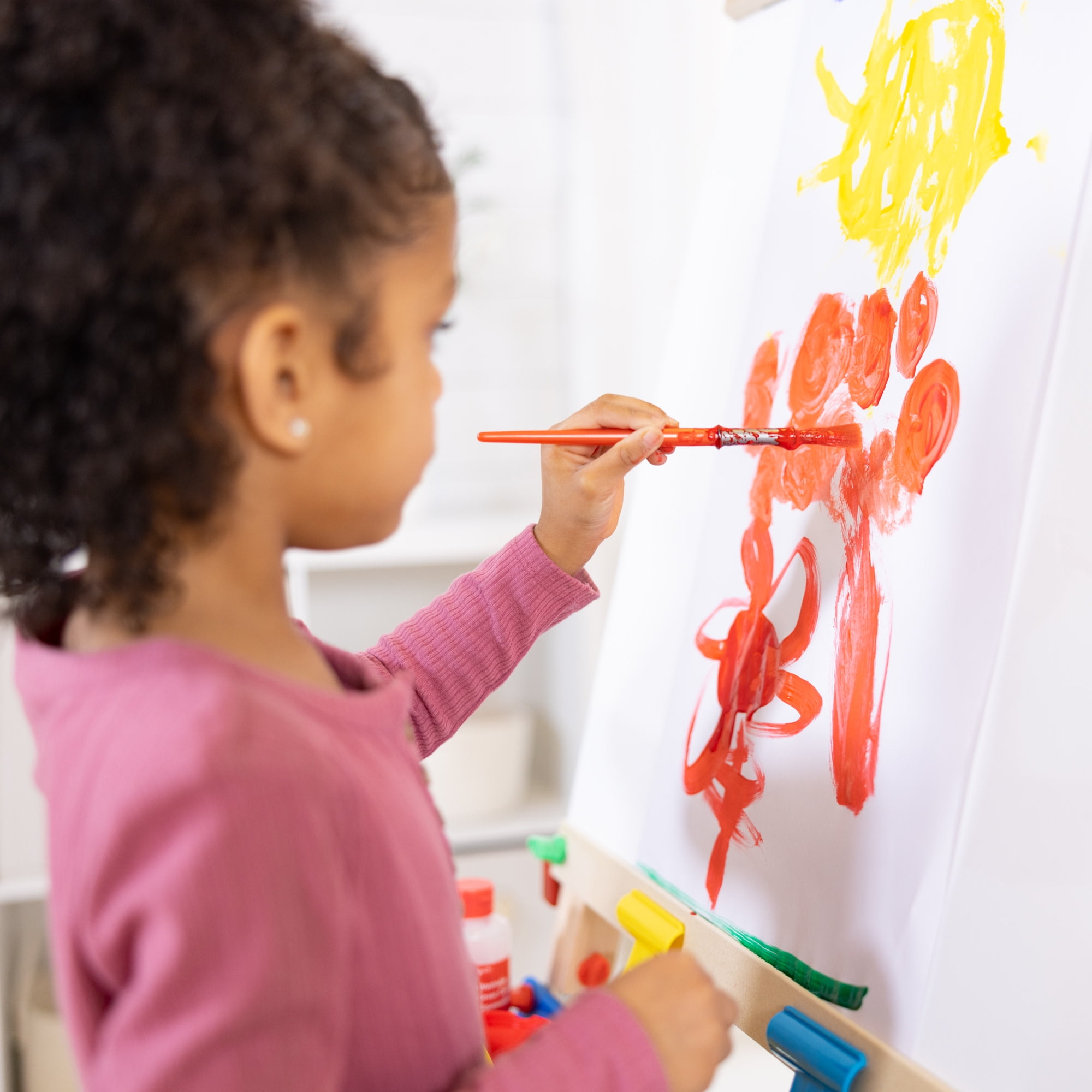 Melissa & Doug Deluxe Standing Art Easel - Dry-Erase Board, Chalkboard, Paper Roller - FSC Certified