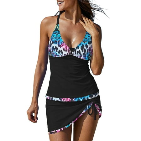 

women s swimwear tankini 2 piece normal swimsuit high waisted green white blue golden black padded v wire bathing suits sports vacation / strap / new / padded bras / strap