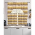thumbnail image 2 of Brown Yellow Geometric Kitchen Curtains Swag Valance and Tier Curtains Set 24 Inch Length, Southwest Ethnic Country Rod Pocket Drape Panels Pair Swag Curtain for Bathroom/Cafe/Window, 2 of 6