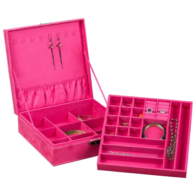 Jewelry Box,Portable Double Layer Large Jewelry Organizer Jewelry Case Highly Versatile