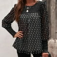 thumbnail image 3 of Women Shirt Puff Long Sleeve Ruffle Dot Print Blouse Comfortable for Fall Winter Black XL, 3 of 5