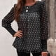 thumbnail image 3 of Camisa de mujer Blusa de manga larga con estampado de lunares y volantes cómoda para otoño invierno, 3 of 5