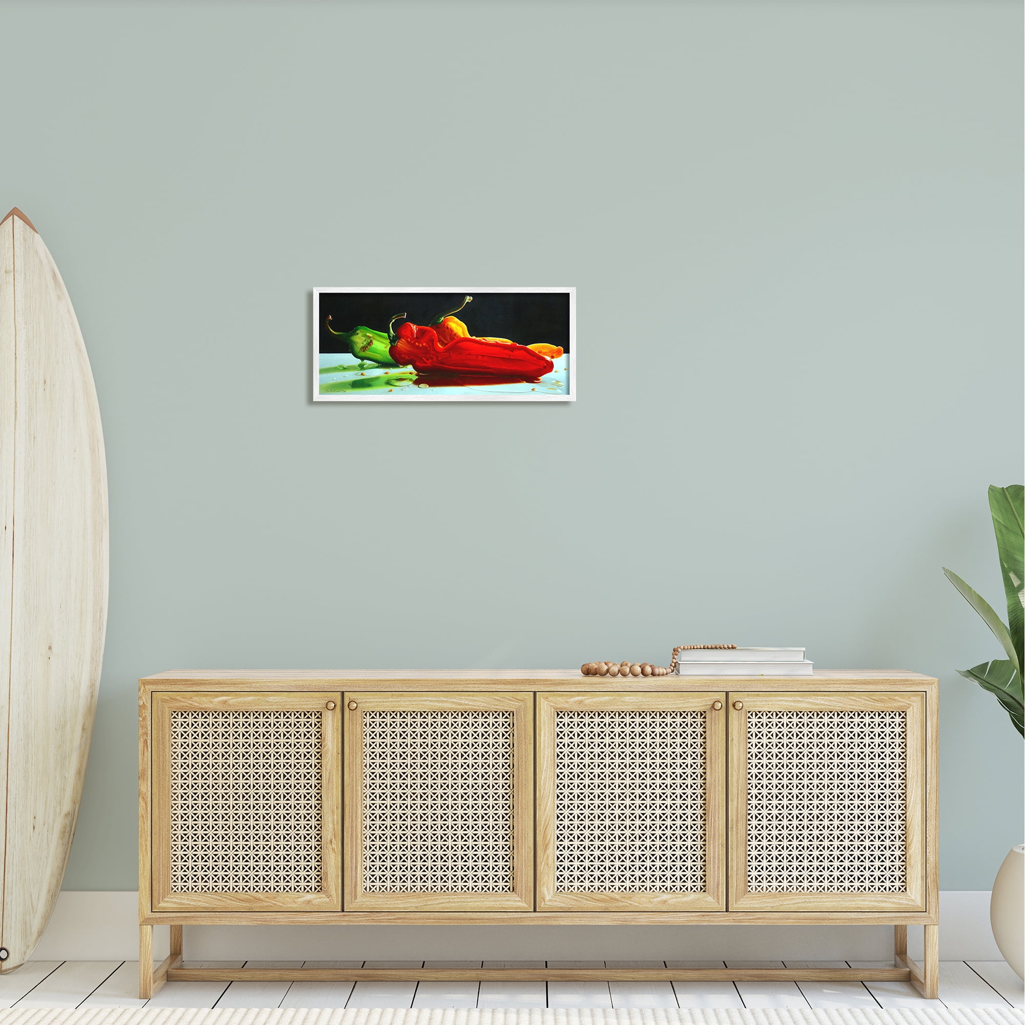 Stupell Industries Bold Modern Peppers Still Life Kitchen Vegetable Food Painting White Framed Art Print Wall Art, Design by Cecile Baird