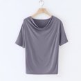 thumbnail image 5 of Hvot&aat Women's Summer T Shirts Pleated Cowl Neck Short Sleeve Blouses Solid Color Loose Fit Going Out Tees, 5 of 5