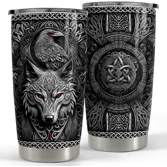 Viking Cup Tumbler 20oz Viking Gifts for Men Vikings Stainless Steel Insulated Tumblers Coffee Travel Drinking Mug Gift for Birthday Christmas