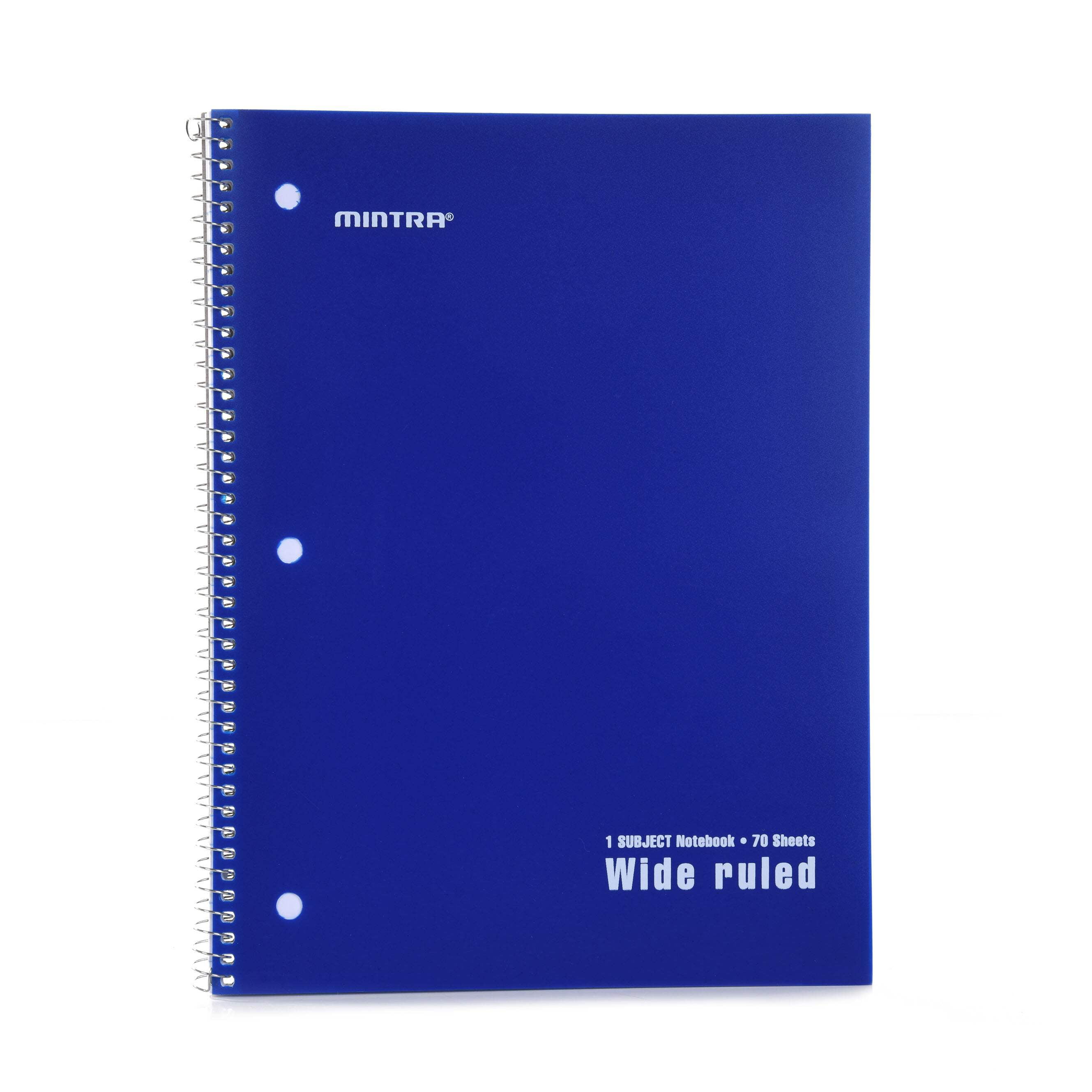 Mintra Office - Spiral Notebooks 70 Count (Poly Cover - Wide Ruled) 24 Pack