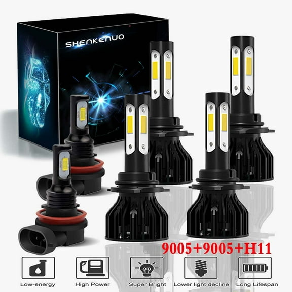 For 2011-2015 Ford explorer Headlights,9005 HB3 LED High/Low Beam and H11 Fog light Bulbs,6pcs