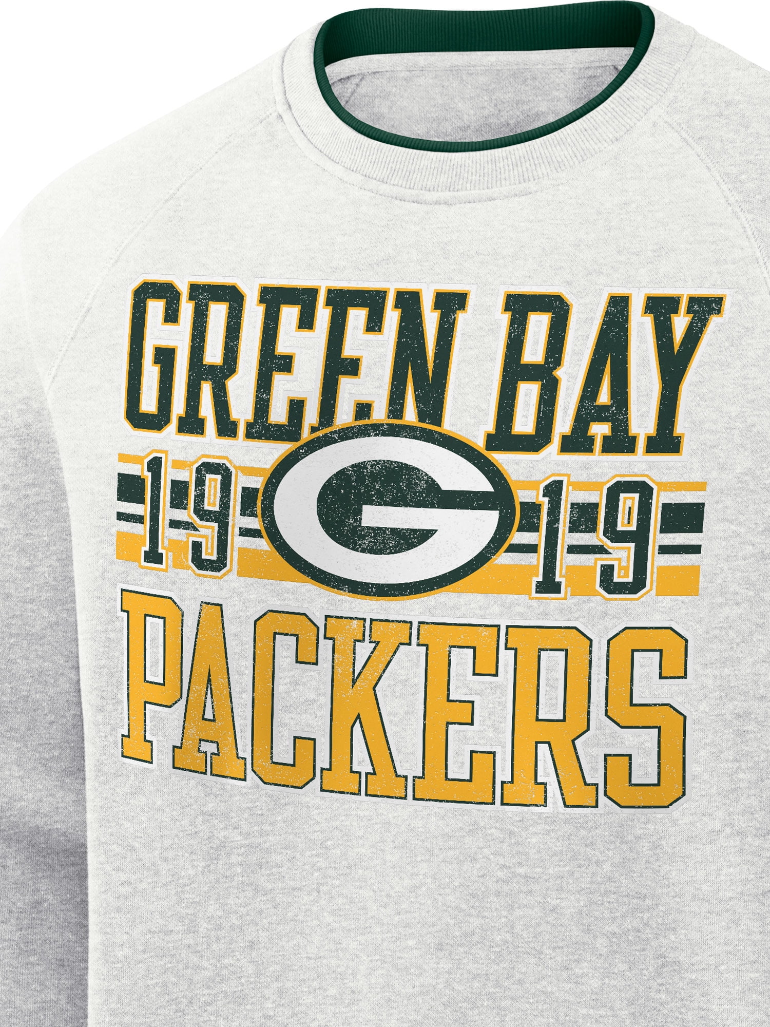 NFL Green Bay Packers Men's Cotton Gray Heather Long Sleeve Crew Fleece Sweatshirt