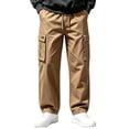 thumbnail image 3 of DYTTDG Men’s Drawstring Cargo Pants, Elastic Waist Full Length Straight Leg Trousers with Multi Pockets, Solid Color Casual Wear for Daily Walking & Outdoor, 3 of 8