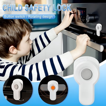LAMIRO Baby Oven Door Lock,Heat-Resistant Child Safety Lock,No-Drill Installation,180° Revolving Double Button Oven Door Lock Child Safety
