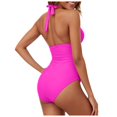 thumbnail image 3 of Huesdet Womens One Piece Swimsuit Sporty Slimming Modest Bathing Suits Cute Color Block Ribbed High Cut Swim Suits[Pink,XXL], 3 of 7