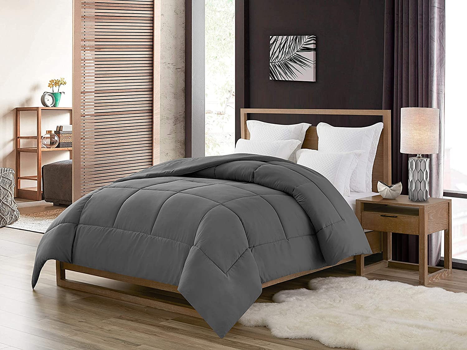 Swift Home Heavy-Filled Down Alternative Comforter, Ultra Soft All Season Hypoallergenic Bedding, Queen/Double, Grey