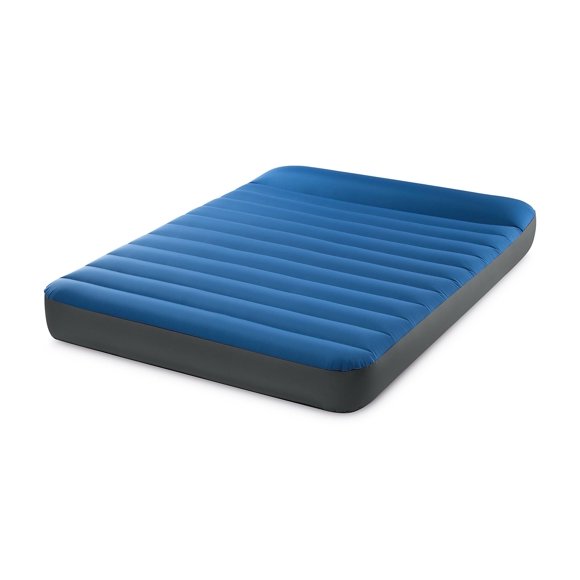 Colchón de camping de lujo Intex 60412E TruAire: Fiber-Tech – Laminado resistente a pinchazos – Bomba de aire USB QuickFill – Capacidad de peso de 600 lb – Tamaño completo, azul