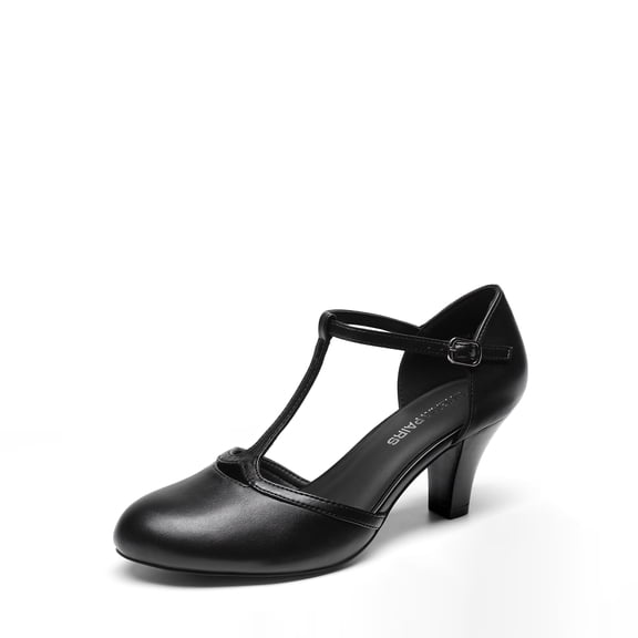 Dream Pairs Women's T-Strap Heels with 6.5cm Block Heel, Vintage-Inspired Mary Jane Pumps