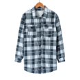 thumbnail image 5 of CILENON Oversized Cardigan Women's Plaid Shirts Long Sleeve Flannel Lapel Button Down Pocketed Shacket Jacket Coats (Black,L), 5 of 9