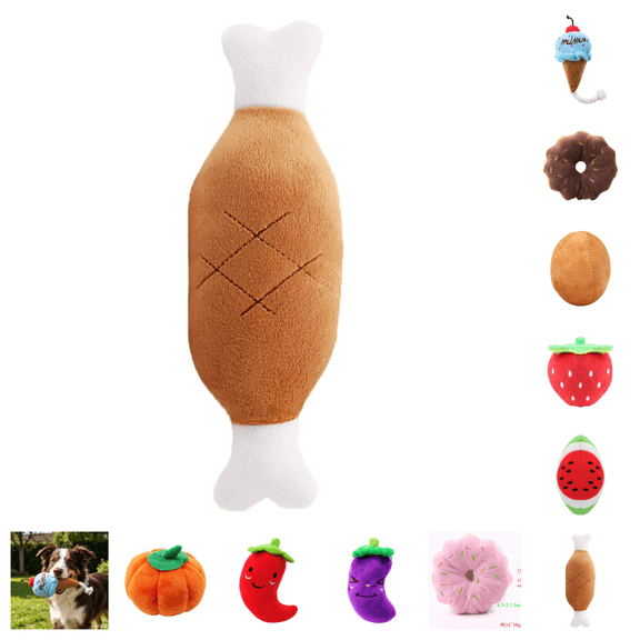 Drumstick Shaped Squeaky Plush Pet Chew Toy, Soft Sound Making Play Toy for Small Dogs Cats Teeth Grinding Stress Relief Daily Interactive Toy